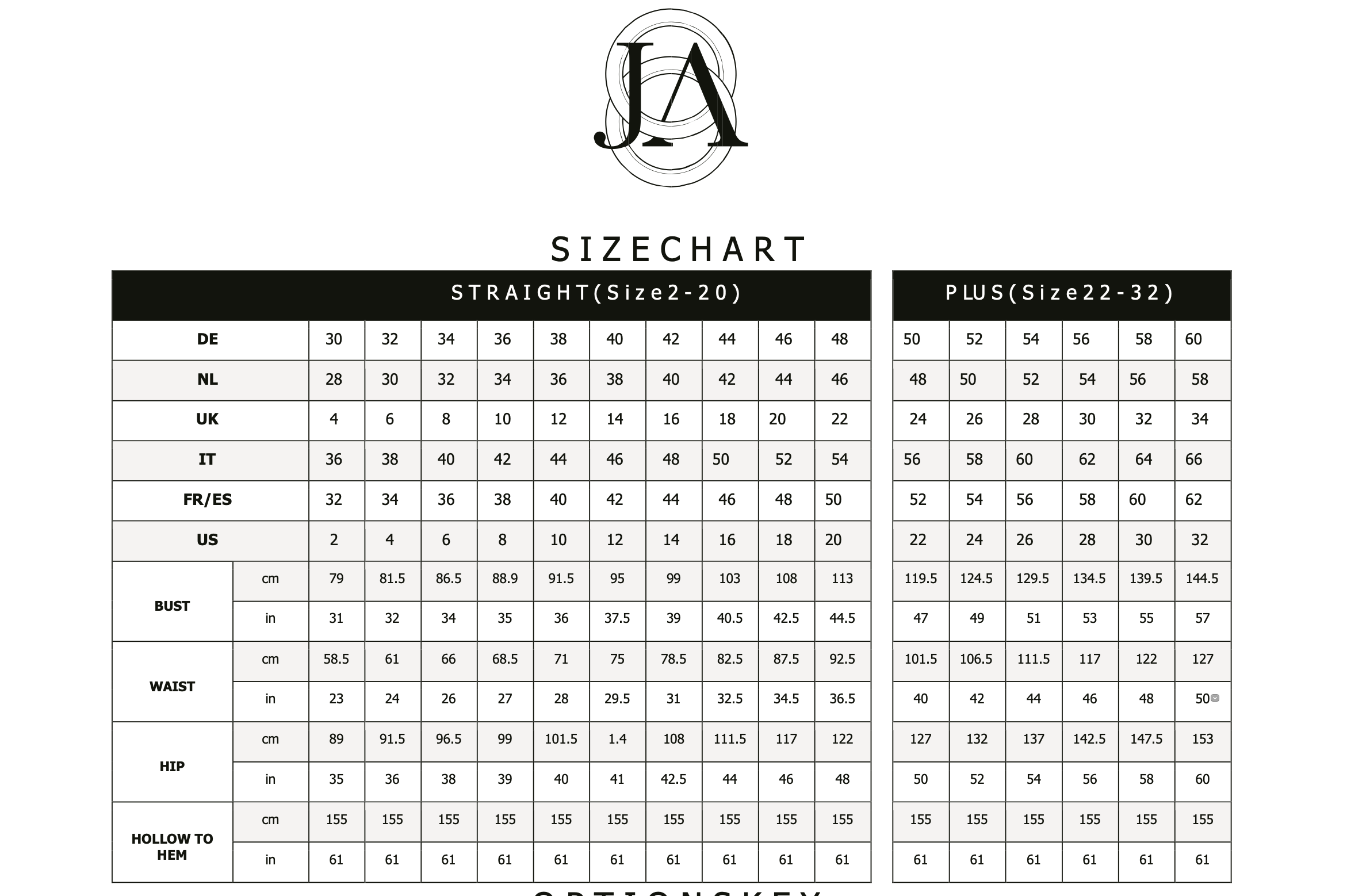 ronni nicole dress size chart